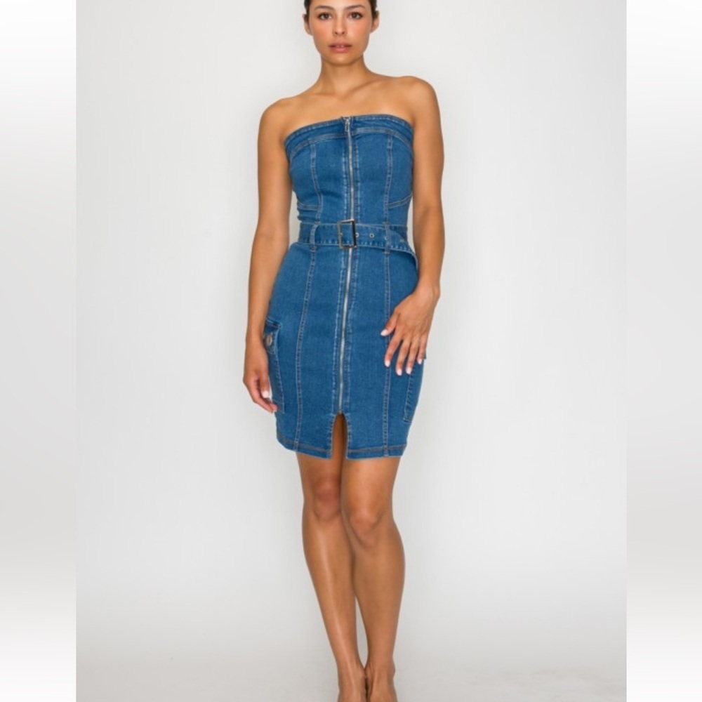 Brand new gorgeous Denim Strapless Dress sz S M L hot!!